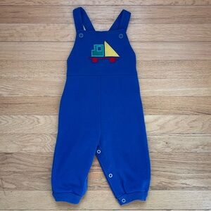VINTAGE 80s HEALTHTEX VGUC Primary Colors Embroidered Truck Overalls